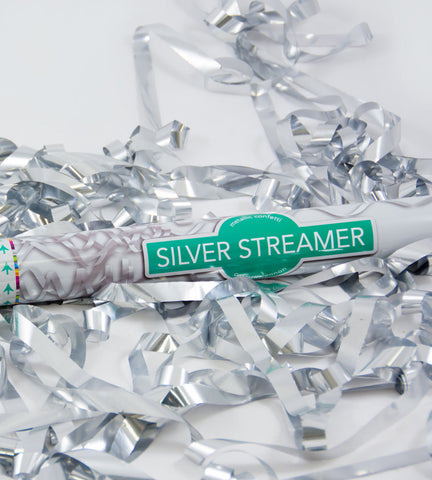 silver streamer confetti cannon